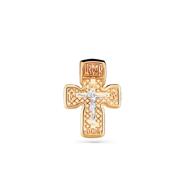 Крестик православный из комбинированного золота