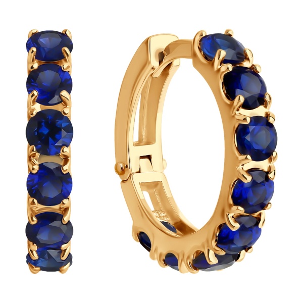 Серьги конго из красного золота с корундами