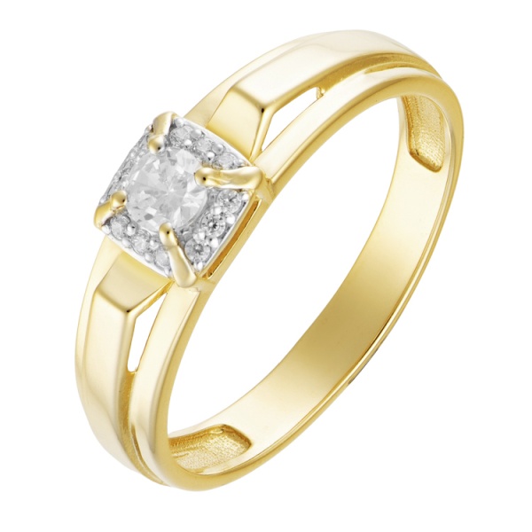 Кольцо из красного золота с фианитами