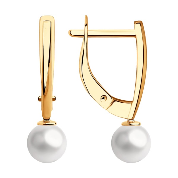 Серьги из красного золота с жемчугом