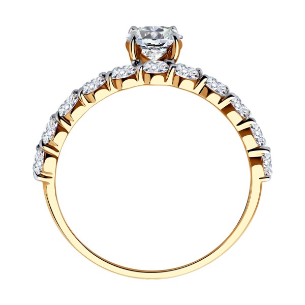 Кольцо из красного золота с фианитами