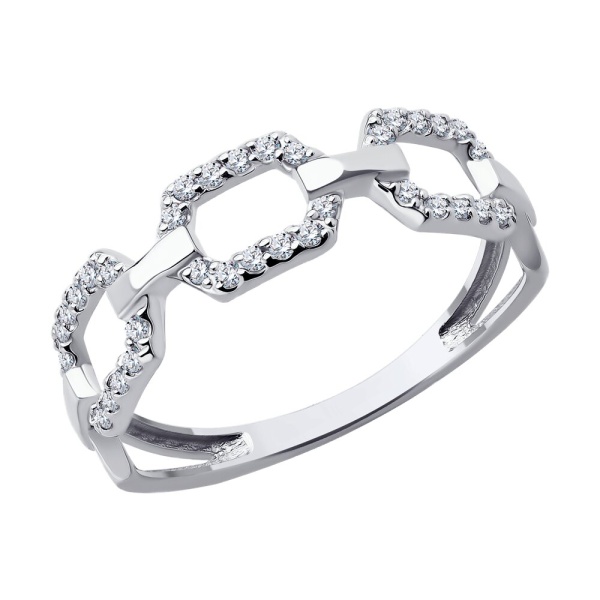 Кольцо из белого золота с фианитами