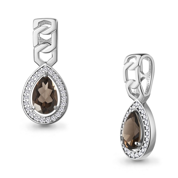 Подвеска из серебра с кварцем и фианитами