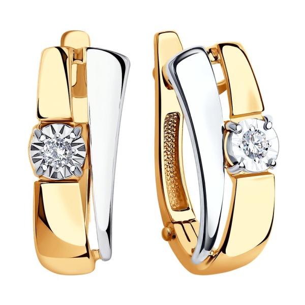 Серьги из красного золота с бриллиантами