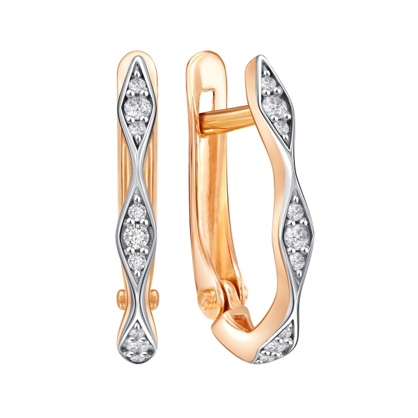 Серьги из красного золота с фианитами