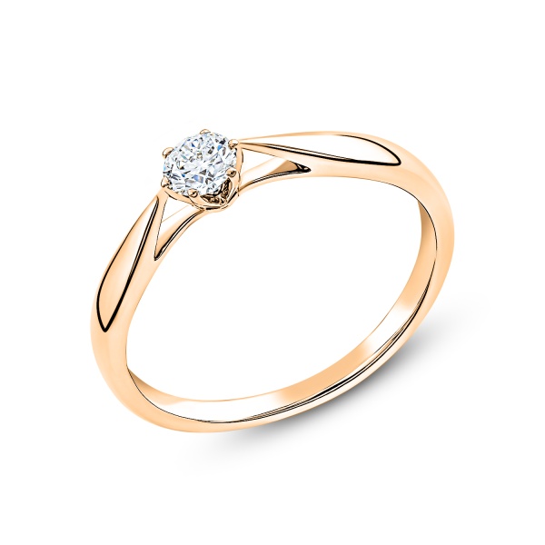 Кольцо из красного золота с бриллиантом