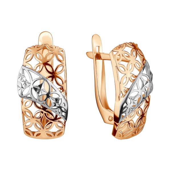 Серьги из комбинированного золота