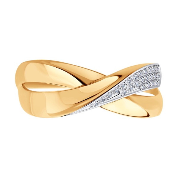 Кольцо из красного золота с фианитами