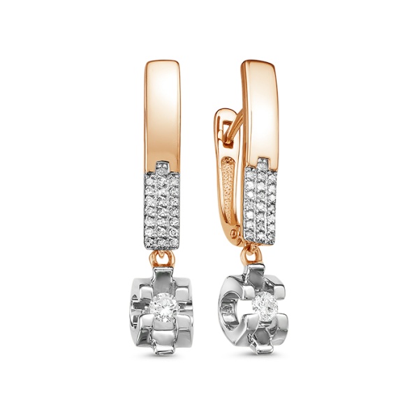 Серьги из комбинированного золота с бриллиантами