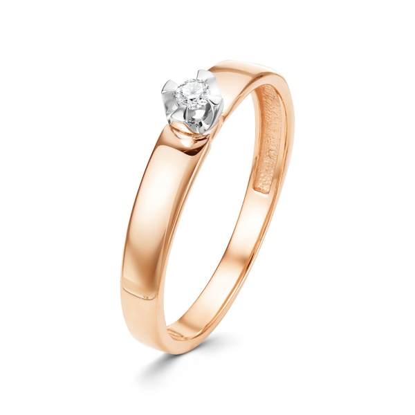 Кольцо из красного золота с бриллиантом