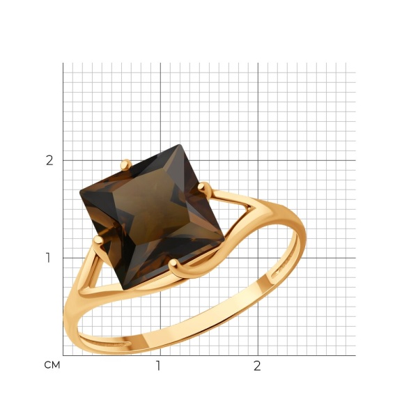 Кольцо из красного золота с раухтопазом