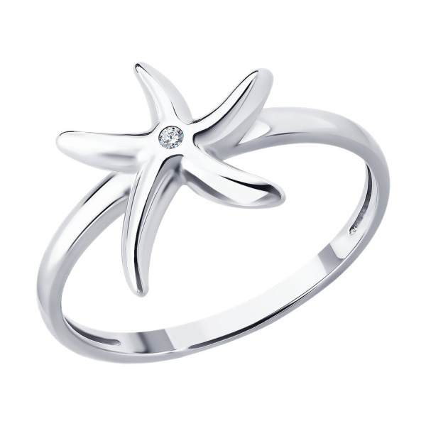 Кольцо из серебра с фианитом