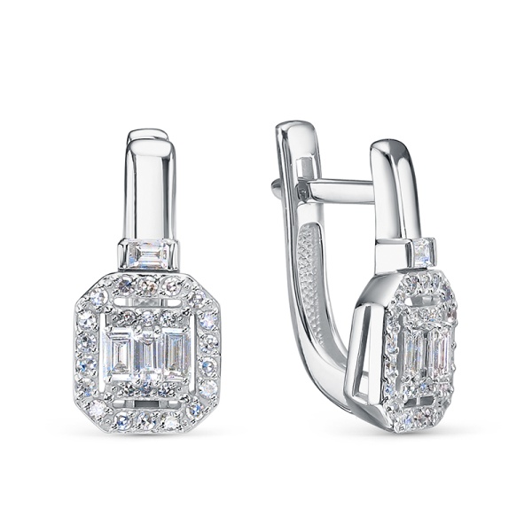 Серьги из белого золота с бриллиантами