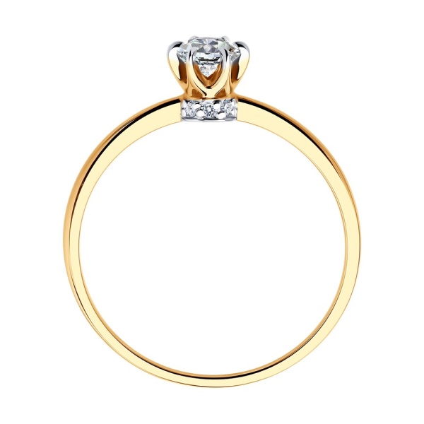 Кольцо из красного золота с фианитами