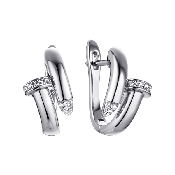 Серьги из серебра с фианитами