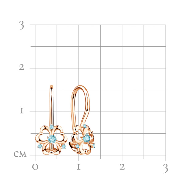 Серьги из красного золота с фианитами
