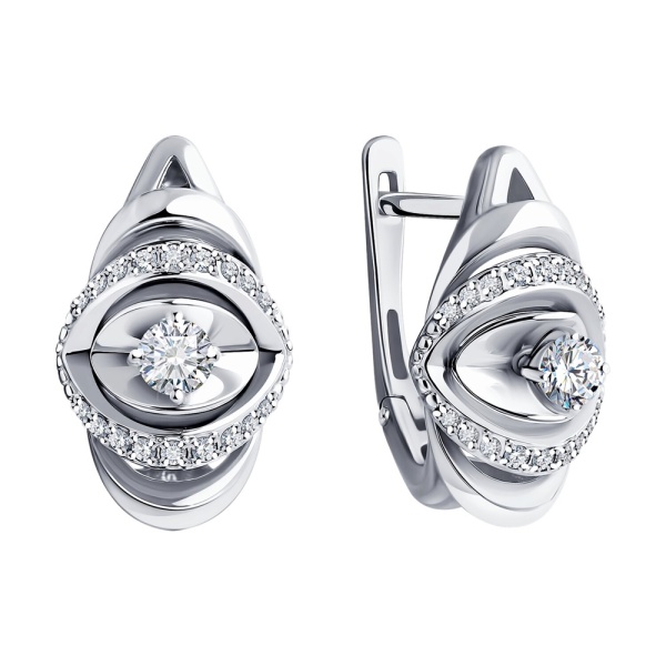 Серьги из белого золота с бриллиантами