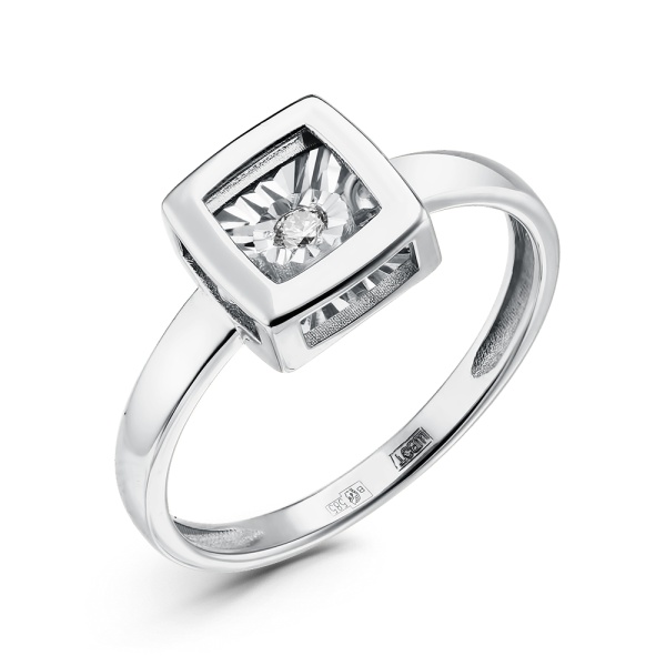 Кольцо из белого золота с танцующим бриллиантом