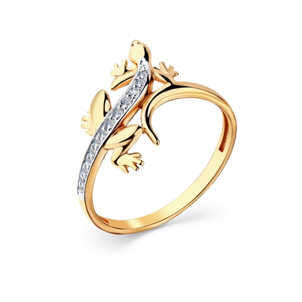 Кольцо из красного золота с фианитами