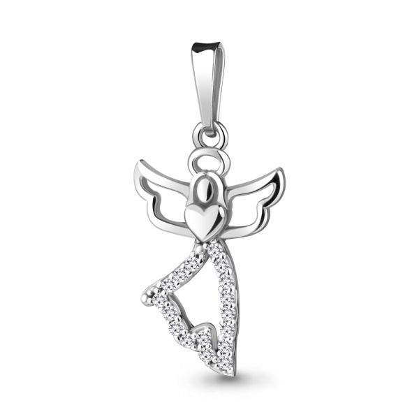 Подвеска из серебра с фианитами «Ангел»