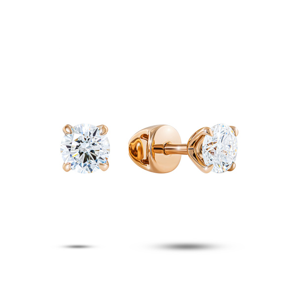 Серьги пусеты из красного золота с бриллиантами