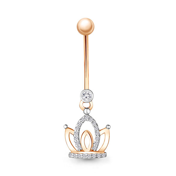 Пирсинг из красного золота с фианитами