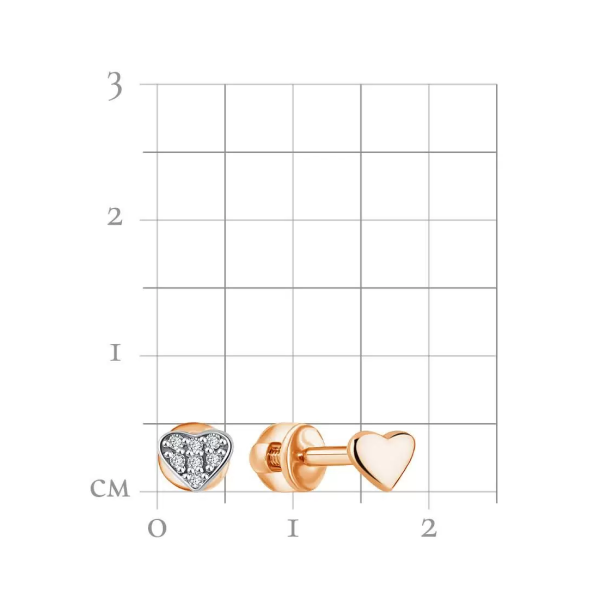 Серьги пусеты из красного золота с бриллиантами