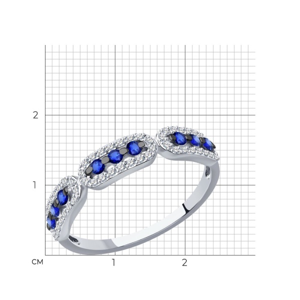 Кольцо из белого золота с сапфирами и бриллиантами