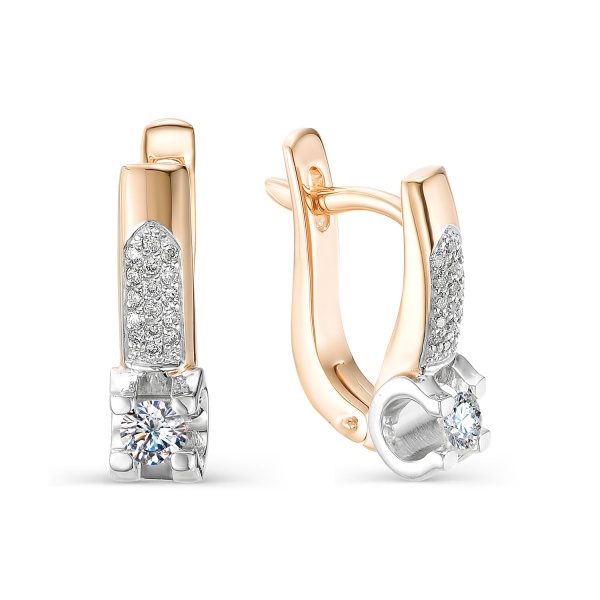 Серьги из красного золота с бриллиантами