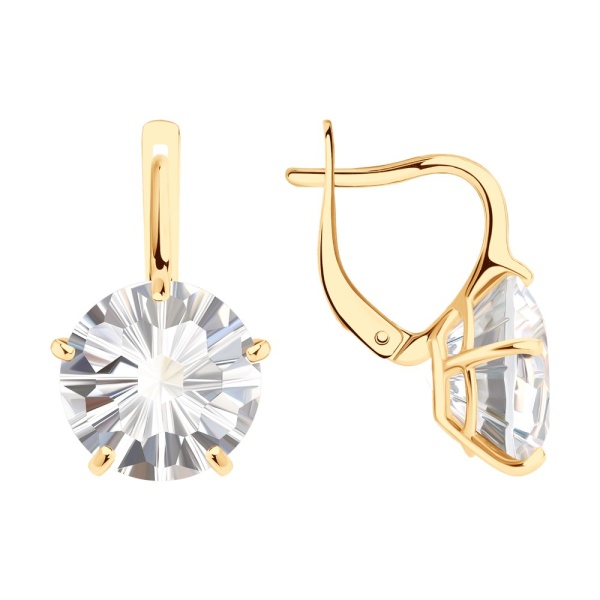 Серьги из красного золота с горным хрусталём