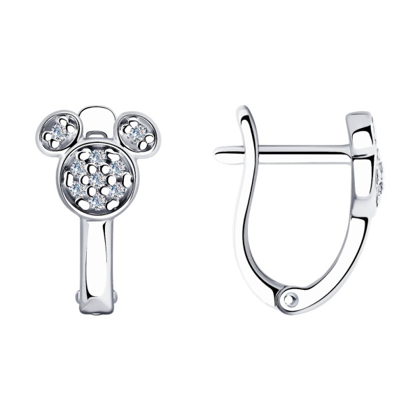 Серьги из серебра с фианитами