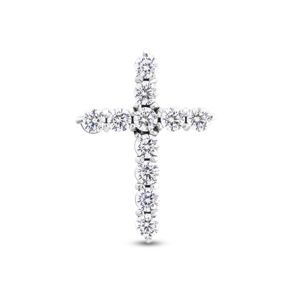 Декоративный крестик из белого золота с бриллиантами