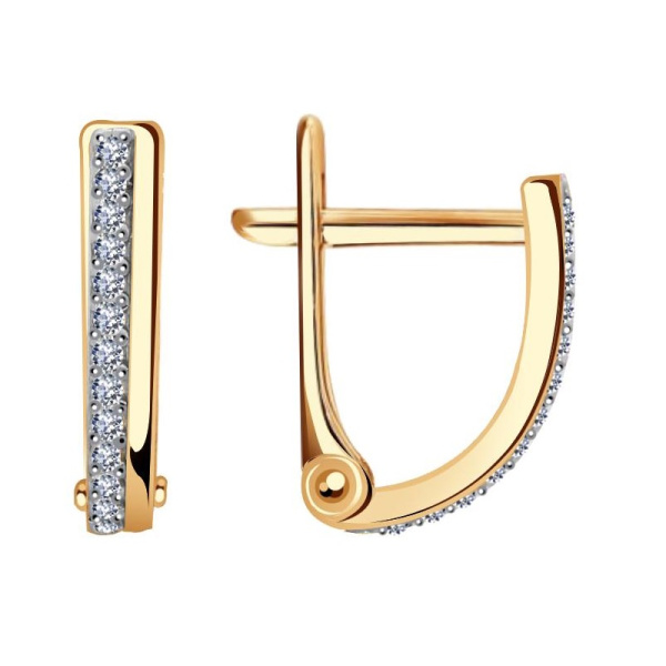 Серьги из красного золота с фианитами