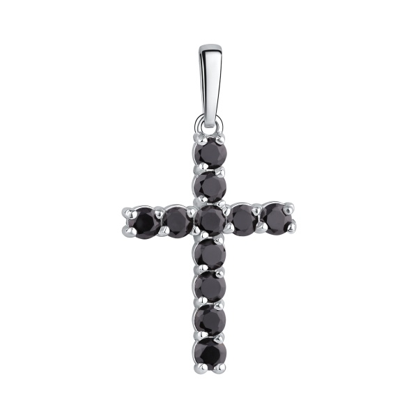 Декоративный крестик из серебра с фианитами