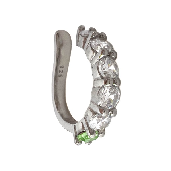 Серьга кафф из серебра с цирконами