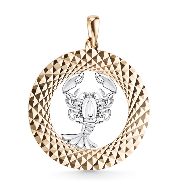 Подвеска из комбинированного золота «Зодиак Рак»