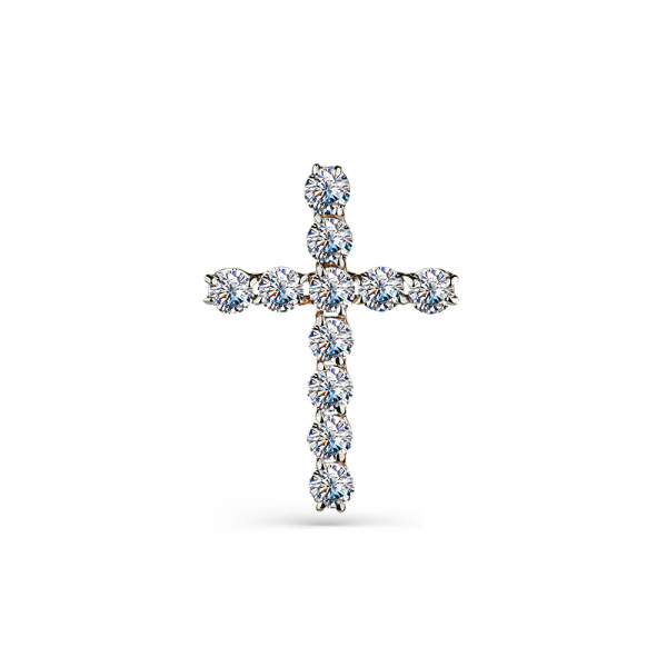 Декоративный крестик из красного золота с фианитами