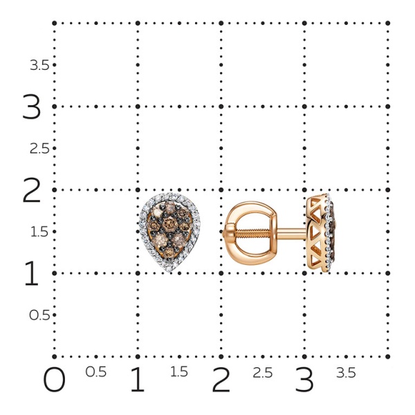 Серьги-пусеты из красного золота с бриллиантами