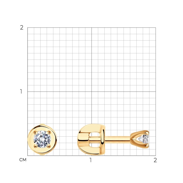 Серьги пусеты из золота с бриллиантами