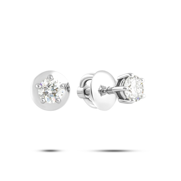 Серьги пусеты из белого золота с бриллиантами