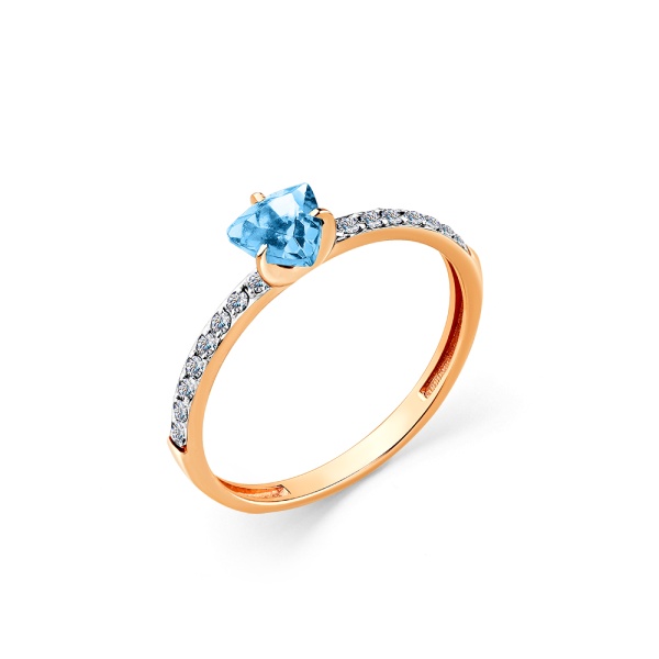 Кольцо из красного золота с топазом и фианитами