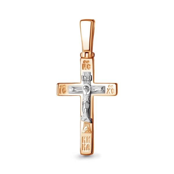 Крестик православный из комбинированного золота