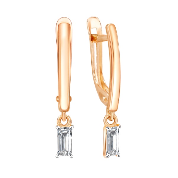 Серьги из красного золота с фианитами