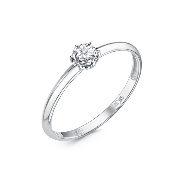 Кольцо из белого золота с бриллиантом