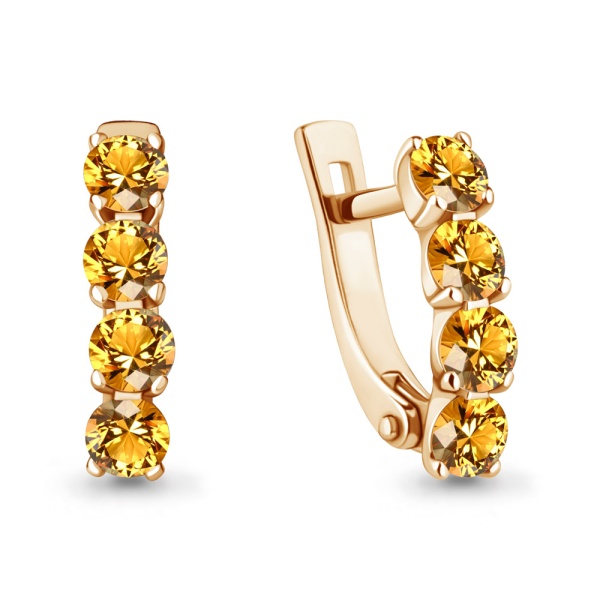 Серьги из красного золота с цитринами