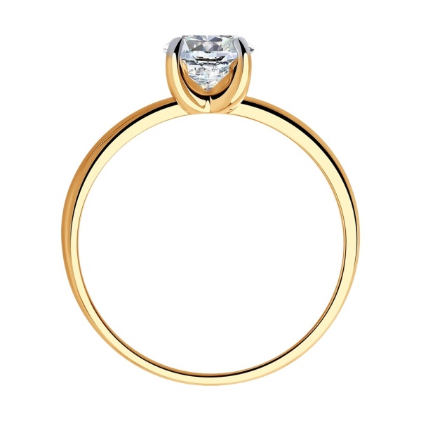 Кольцо из красного золота с фианитом