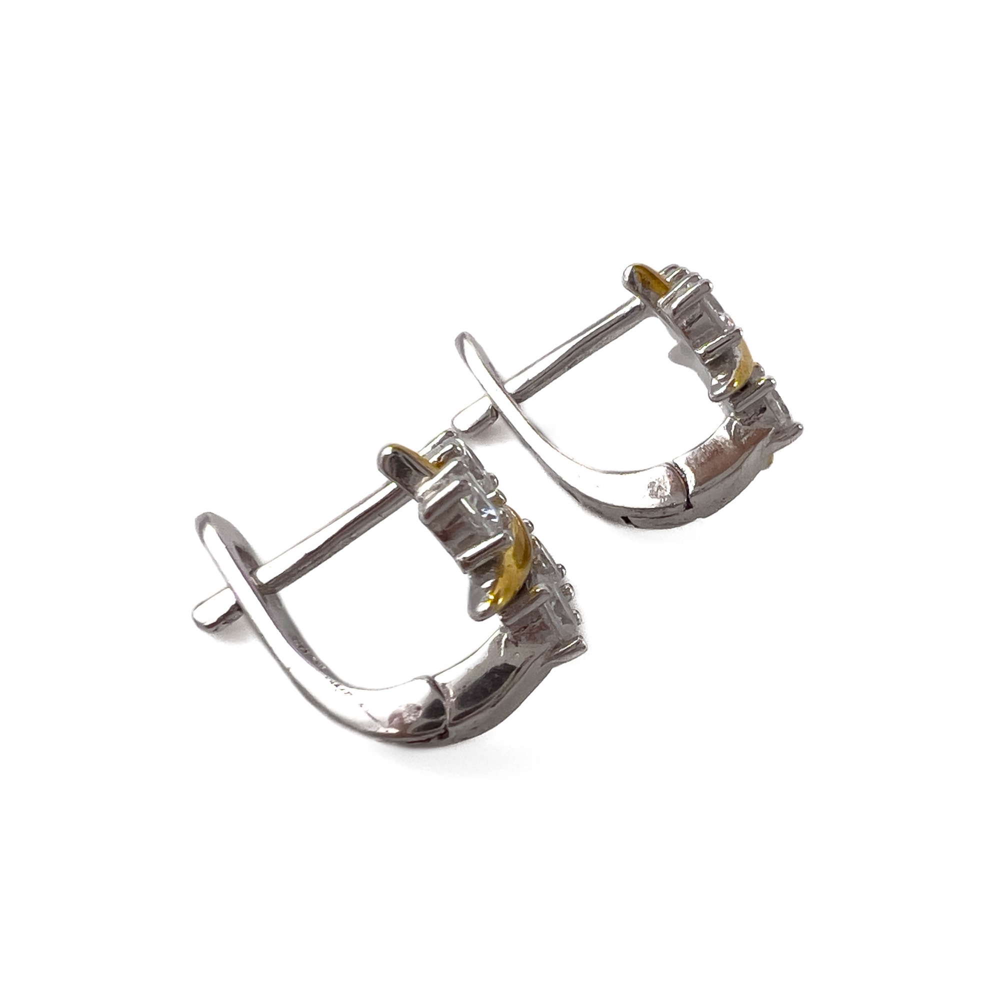 Серьги из серебра с цирконом и позолотой