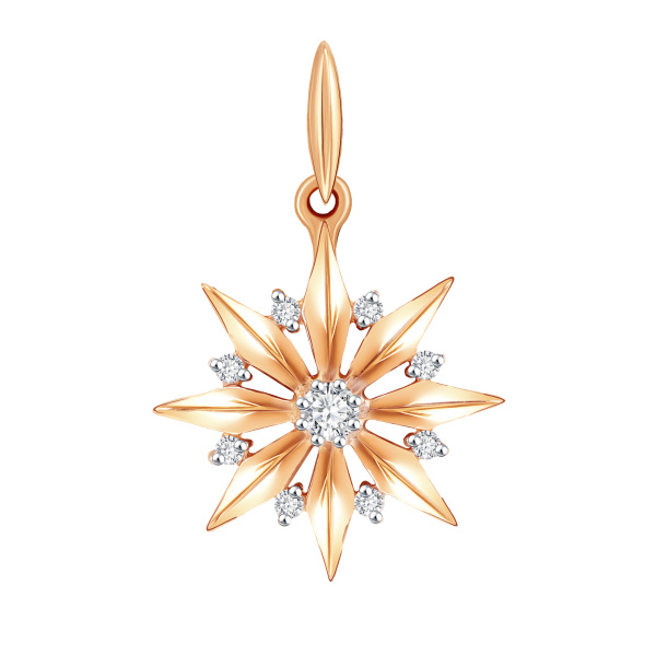 Подвеска из красного золота с фианитами