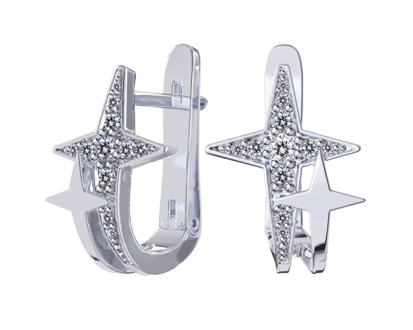 Серьги из серебра с фианитами