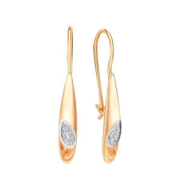 Серьги из красного золота с фианитами